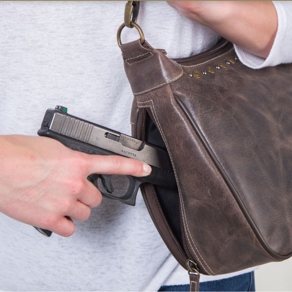 Vintage Brown Leather Shoulder Bag with Stud Accents - Picture 2 of 12
